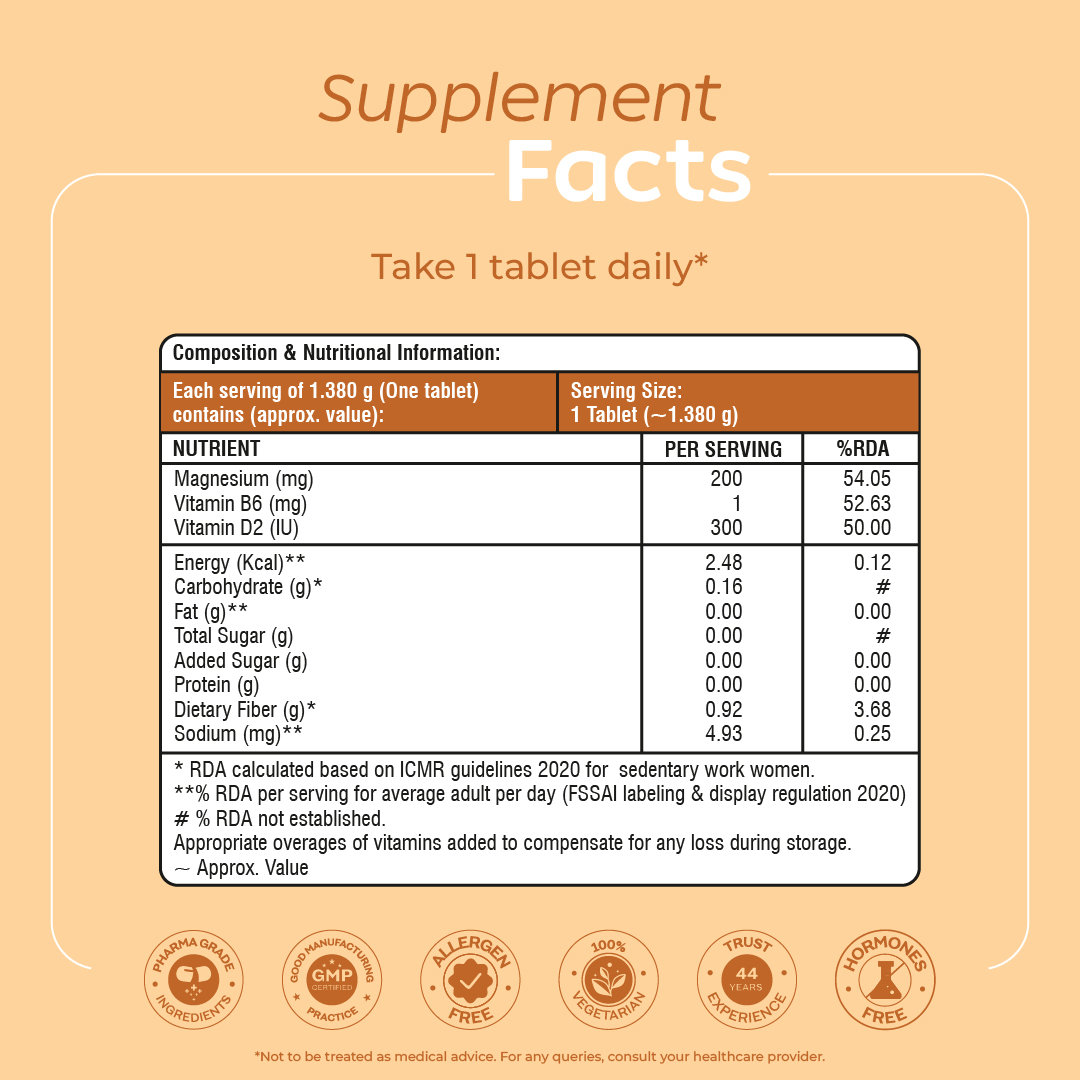 Arth Mood Support | With Magnesium Bisglycinate + Vit D2 | 30 Veg Tablets, Pack of 1 Arth Mood Support | With Magnesium Bisglycinate + Vit D2 | 30 Veg Tablets, Pack of 1