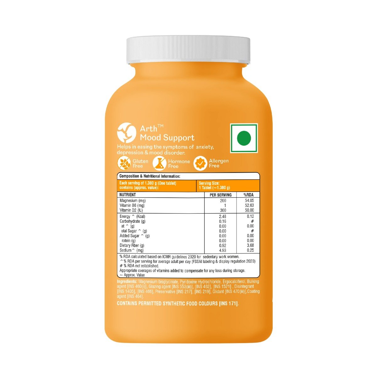 Arth Mood Support | With Magnesium Bisglycinate + Vit D2 | 30 Veg Tablets, Pack of 1 Arth Mood Support | With Magnesium Bisglycinate + Vit D2 | 30 Veg Tablets, Pack of 1