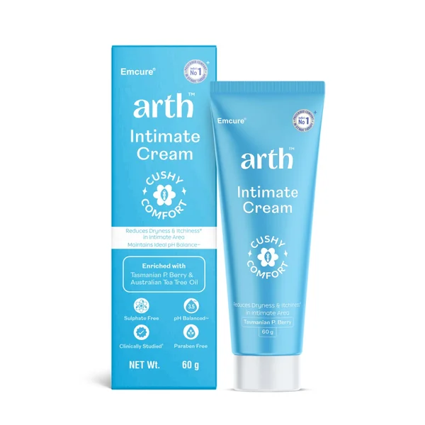 Arth Intimate Cream | Reduces Intimate Itchiness &amp; Dryness | Maintains pH of 3.5-4.5 | 60 gm, Pack of 1