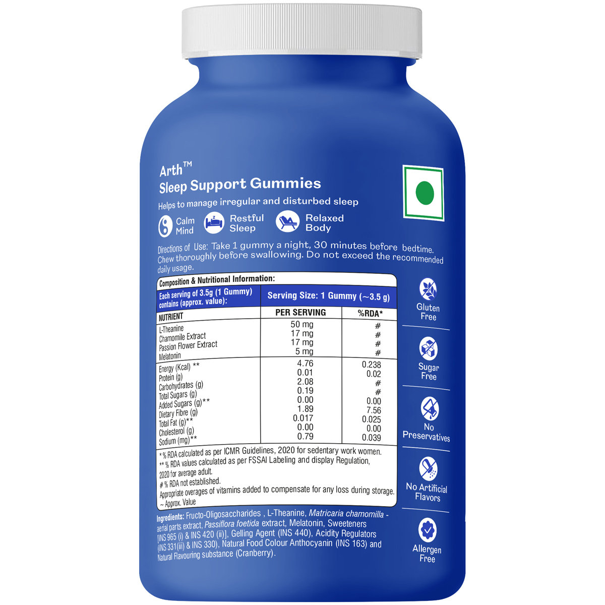 Arth Sleep Support Gummies | Melatonin Gummies with L-Theanine | 15 Gummies, Pack of 1 Arth Sleep Support Gummies | Melatonin Gummies with L-Theanine | 15 Gummies, Pack of 1
