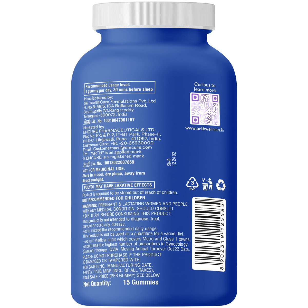 Arth Sleep Support Gummies | Melatonin Gummies with L-Theanine | 15 Gummies, Pack of 1 Arth Sleep Support Gummies | Melatonin Gummies with L-Theanine | 15 Gummies, Pack of 1