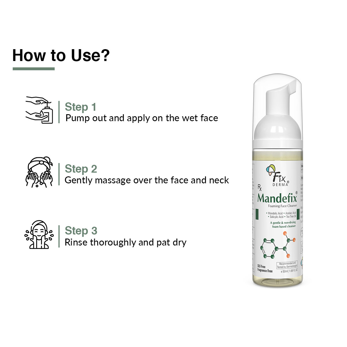 Fixderma Mandefix Foaming Face Cleanser 50 ml, Pack of 1 Fixderma Mandefix Foaming Face Cleanser 50 ml, Pack of 1