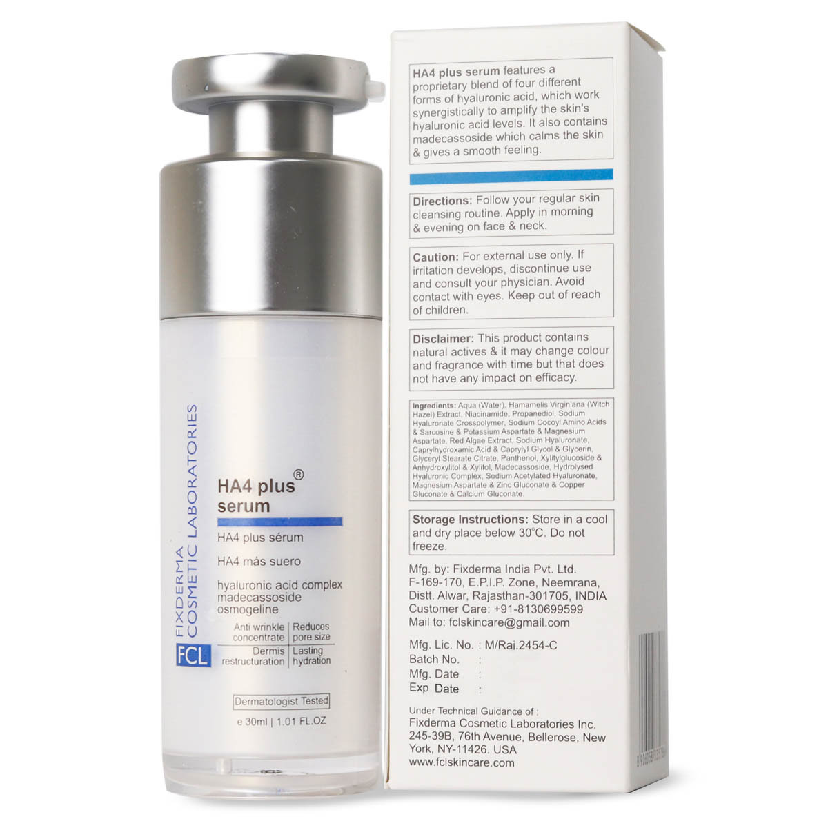 Fixderma Cosmetic Laboratories (FCL) HA4 Plus Serum, 30 ml, Pack of 1 Fixderma Cosmetic Laboratories (FCL) HA4 Plus Serum, 30 ml, Pack of 1