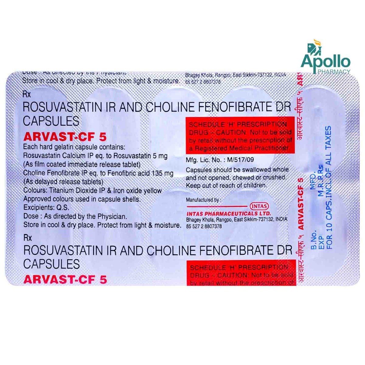 Arvast-CF 5 Capsule 10's, Pack of 10 Arvast-CF 5 Capsule 10's, Pack of 10