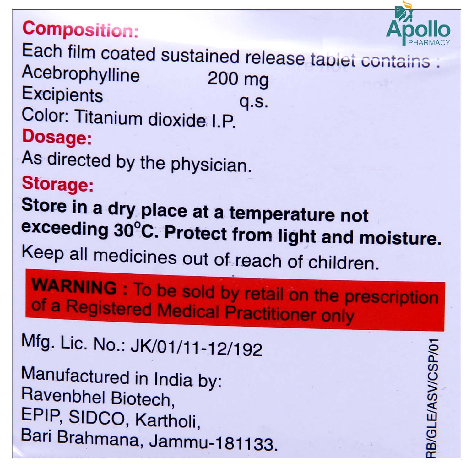 Ascovent-SR Tablet 10's, Pack of 10 TABLETS Ascovent-SR Tablet 10's, Pack of 10 TABLETS