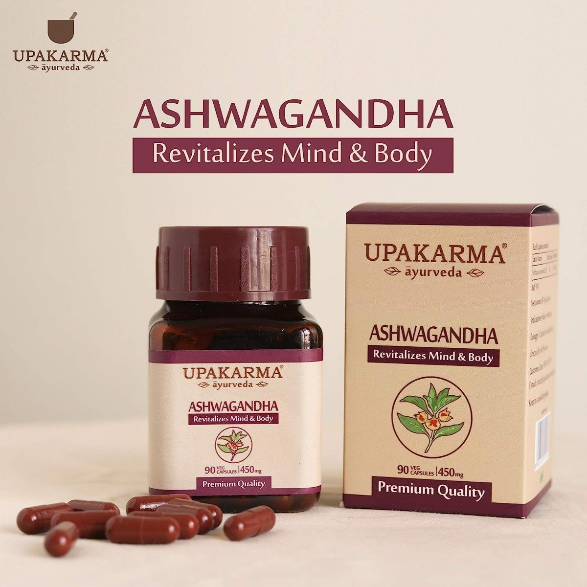 Upakarma Ayurveda Ashwagandha 500 mg, 90 Capsules, Pack of 1 Upakarma Ayurveda Ashwagandha 500 mg, 90 Capsules, Pack of 1