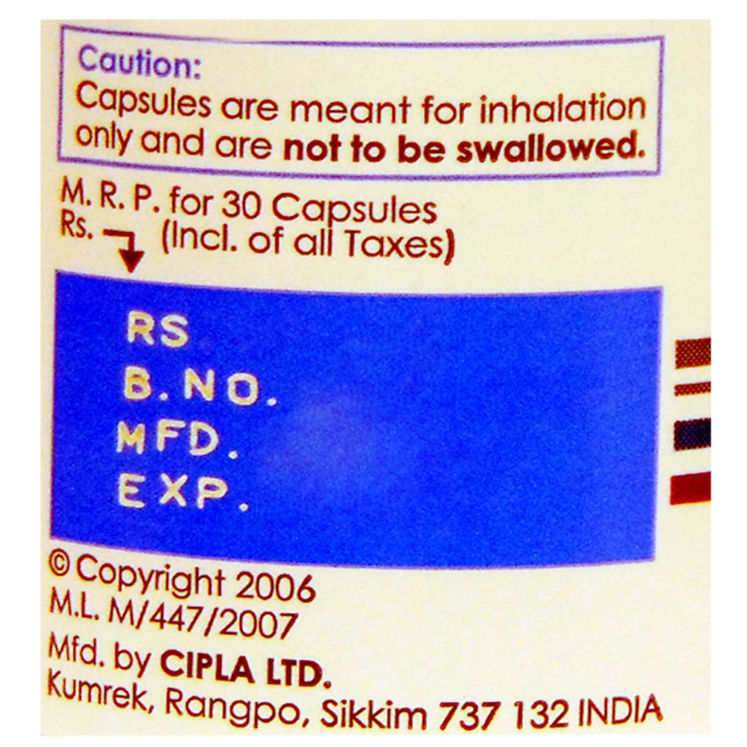 Asthalin 200 mcg Rotacaps 30's, Pack of 1 CAPSULE Asthalin 200 mcg Rotacaps 30's, Pack of 1 CAPSULE