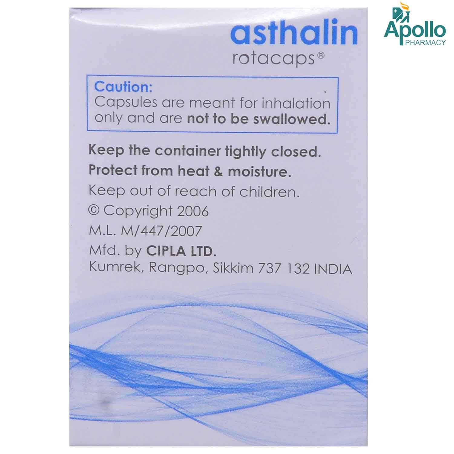 Asthalin 200 mcg Rotacaps 60's, Pack of 1 CAPSULE Asthalin 200 mcg Rotacaps 60's, Pack of 1 CAPSULE