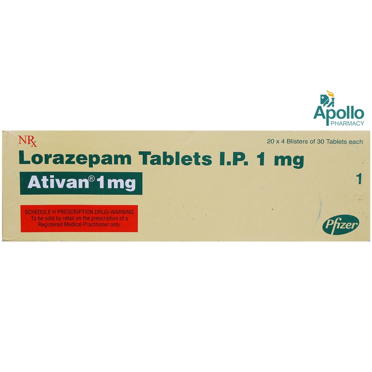 Ativan 1 mg Tablet 30's, Pack of 30 TABLETS