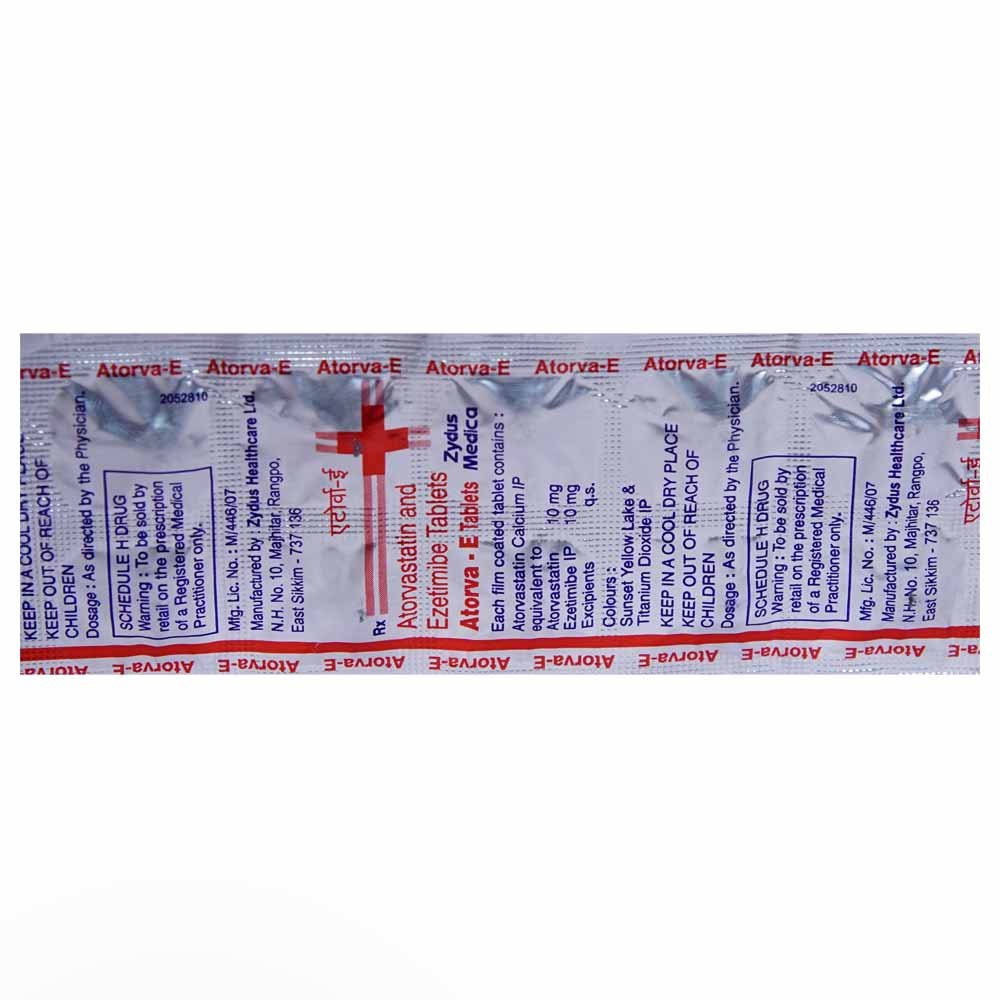 Atorva-E Tablet 10's, Pack of 10 TABLETS Atorva-E Tablet 10's, Pack of 10 TABLETS