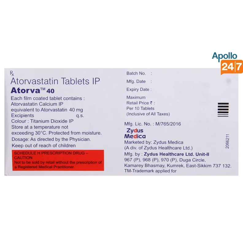 Buy Atorva 40 Tablet online | Uses, Side Effects, Price and substitutes ...