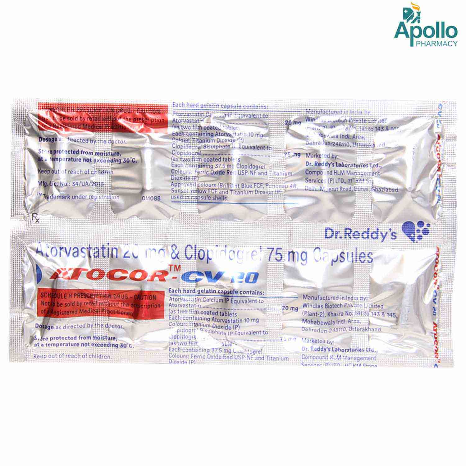 Atocor-CV 20 Capsule 10's, Pack of 10 CAPSULES Atocor-CV 20 Capsule 10's, Pack of 10 CAPSULES