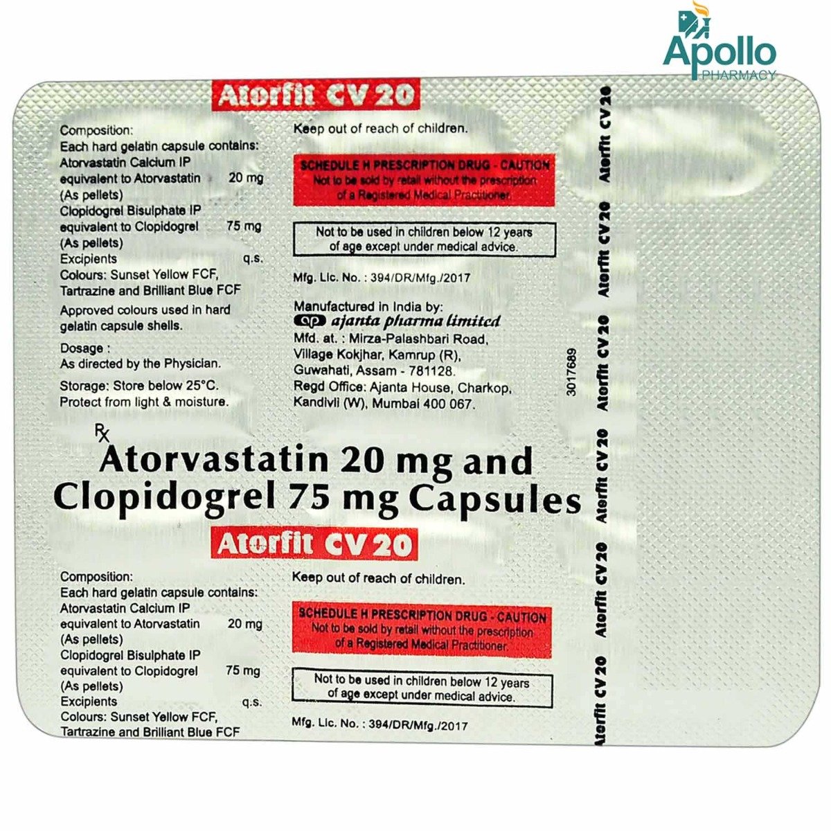 Atorfit CV 20 Capsule 15's, Pack of 15 CAPSULES Atorfit CV 20 Capsule 15's, Pack of 15 CAPSULES