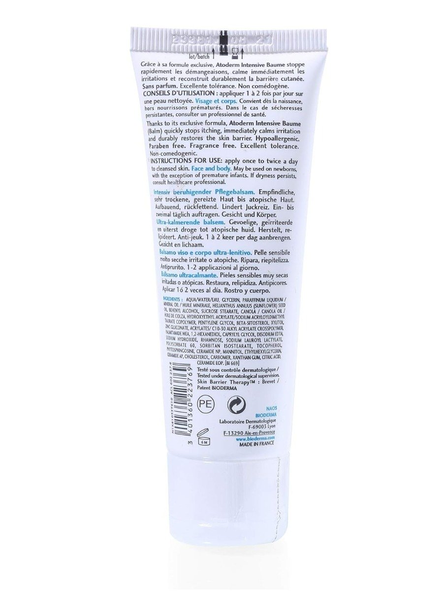 Bioderma Atoderm Intensive Baume Ultra-Soothing Balm 45 ml | Soothes Itching & irritation | Non Sticky Formula | For Very Dry, Irritated To Atopic Sensitive Skin, Pack of 1 Bioderma Atoderm Intensive Baume Ultra-Soothing Balm 45 ml | Soothes Itching & irritation | Non Sticky Formula | For Very Dry, Irritated To Atopic Sensitive Skin, Pack of 1