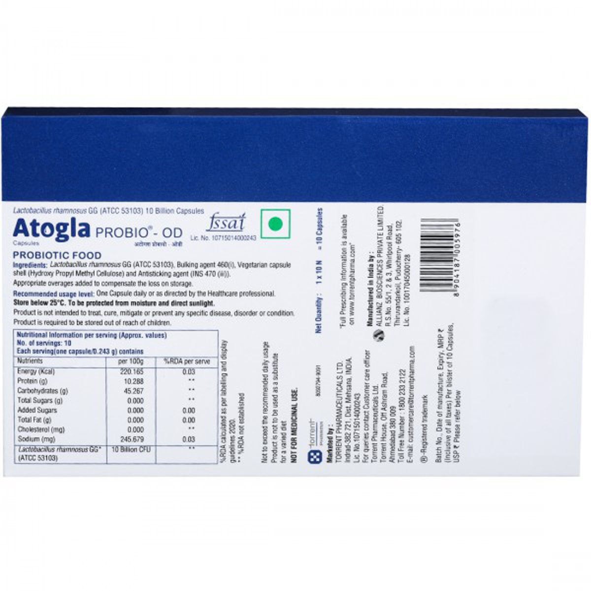 Atogla Probio-OD 10 Billion Veg Capsule 10's, Pack of 10 CapsuleS Atogla Probio-OD 10 Billion Veg Capsule 10's, Pack of 10 CapsuleS