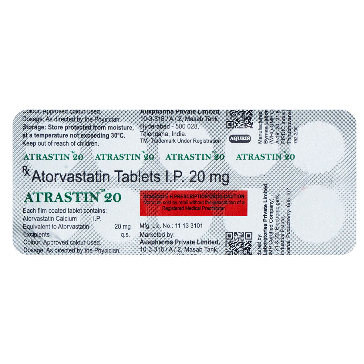 Atrastin 20 Tablet 10's, Pack of 10 TABLETS Atrastin 20 Tablet 10's, Pack of 10 TABLETS