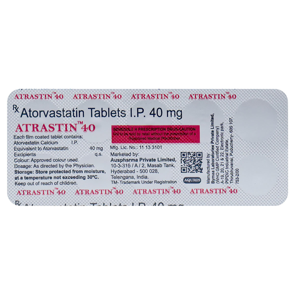 Atrastin 40 Tablet 10's, Pack of 10 TABLETS Atrastin 40 Tablet 10's, Pack of 10 TABLETS