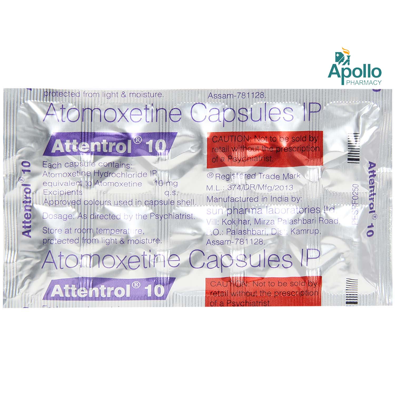 Attentrol 10 Capsule 10's, Pack of 10 CAPSULES Attentrol 10 Capsule 10's, Pack of 10 CAPSULES