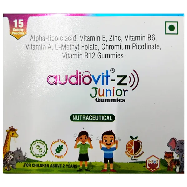 Audiovit-Z Jun Orange & Strawberry Flavour Gummies, 15 Count