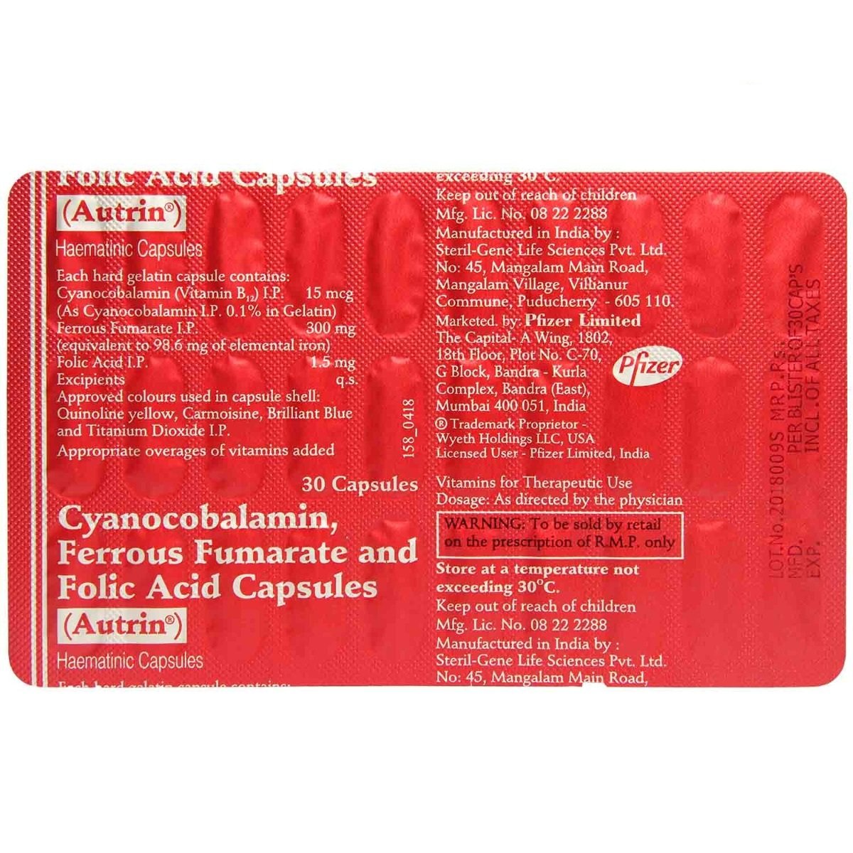 Autrin Capsule 30's, Pack of 30 CAPSULES Autrin Capsule 30's, Pack of 30 CAPSULES