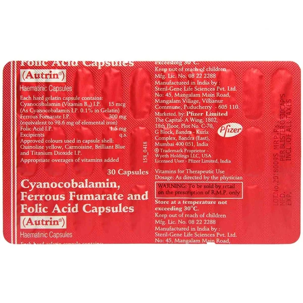 Autrin Capsule 30's, Pack of 30 CAPSULES