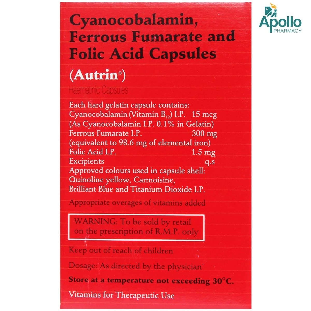 Autrin Capsule 30's, Pack of 30 CAPSULES Autrin Capsule 30's, Pack of 30 CAPSULES