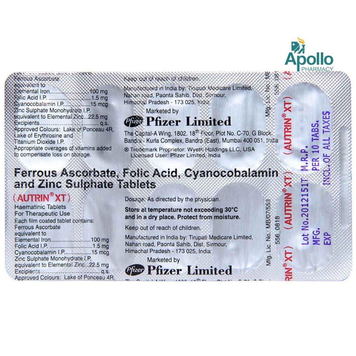 Autrin XT Tablet 10's, Pack of 10 TABLETS Autrin XT Tablet 10's, Pack of 10 TABLETS