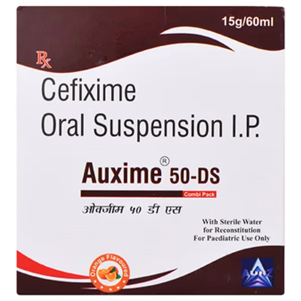 Auxime 50-DS Orange Flavour Suspension 60 ml, Pack of 1
