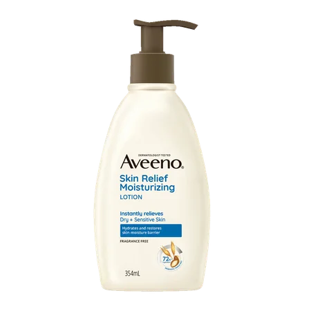 Aveeno Skin Relief Moisturizing Lotion 354 ml | Prebiotic Triple Oat & Shea Butter | Long lasting Hydration Upto 72 Hrs | Non Greasy Formula | For Dry & Sensitive Skin