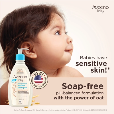 Aveeno Baby Daily Moisture Wash &amp; Shampoo, 354 ml, Pack of 1