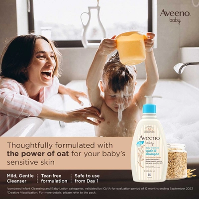 Aveeno Baby Daily Moisture Wash &amp; Shampoo, 354 ml, Pack of 1