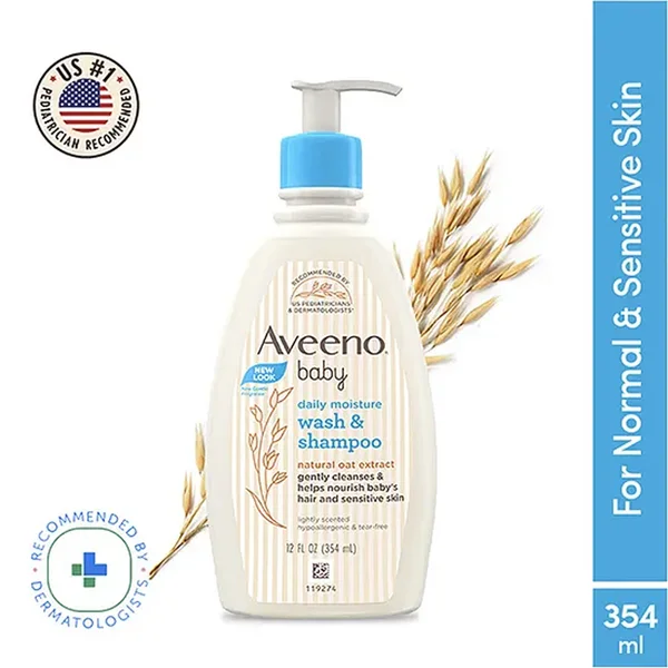 Aveeno Baby Daily Moisture Wash &amp; Shampoo, 354 ml, Pack of 1