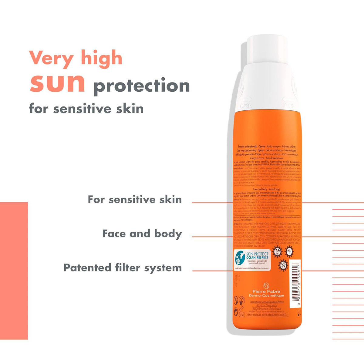 Avene Very High Protection Spray 200 ml With SPF 50+ | UVA, UVB Protection | Water Resistant | No White Streaks | For Sensitive Skin, Pack of 1 Cream Avene Very High Protection Spray 200 ml With SPF 50+ | UVA, UVB Protection | Water Resistant | No White Streaks | For Sensitive Skin, Pack of 1 Cream