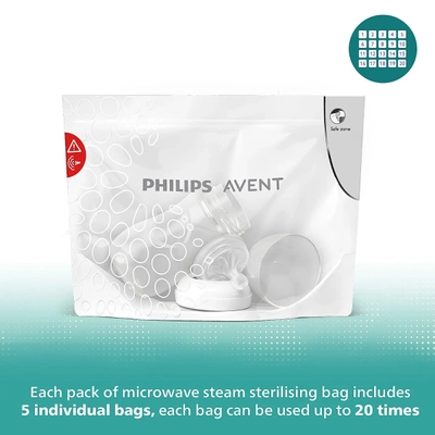 Philips Avent Microwave Sterilizing Bags SCF297/05, 5 Count, Pack of 1