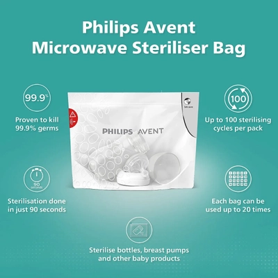 Philips Avent Microwave Sterilizing Bags SCF297/05, 5 Count, Pack of 1