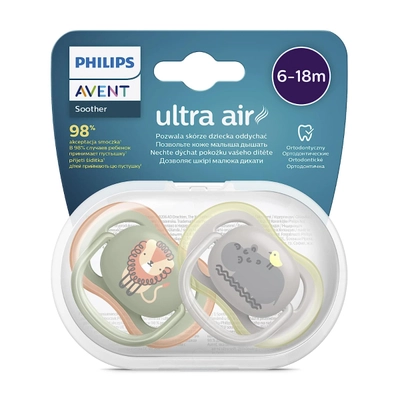 Philips Avent Ultra Air Soother SCF085/17 for 6-18 Months Baby, 2 Count, Pack of 1