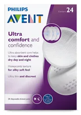 Philips Avent Disposable Breast Pads SCF254/24, 24 Count, Pack of 1