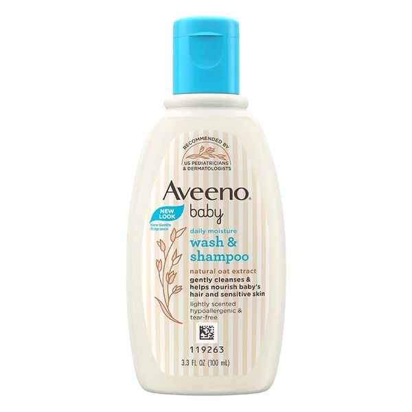 Aveeno Baby Daily Moisture Wash &amp; Shampoo, 100 ml, Pack of 1