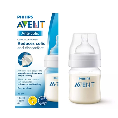 Avent Anti-Colic Baby Bottle SCF810/10 for 0m+ Baby, 125 ml, Pack of 1