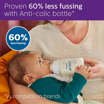 Avent Anti-Colic Baby Bottle SCF810/10 for 0m+ Baby, 125 ml, Pack of 1