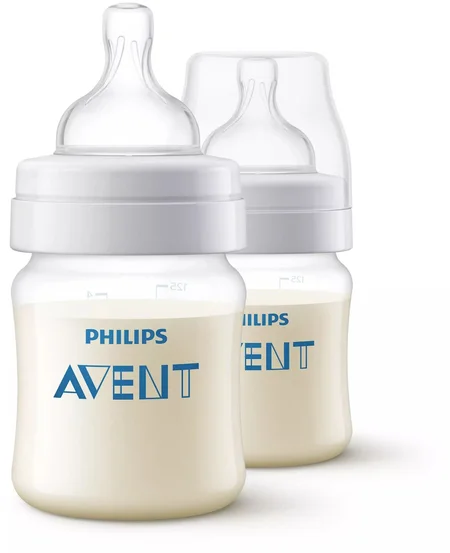 Philips Avent Anti-Colic Baby Bottle SCF810/20 for 0m+ Baby, 125 ml (2x125ml)