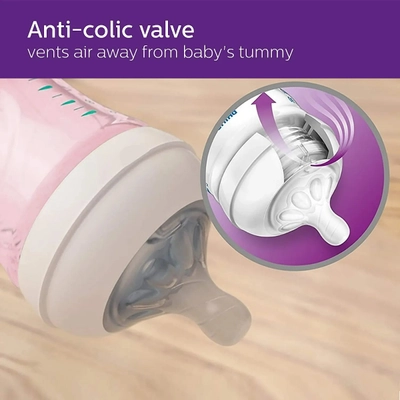 Avent Natural SCF034/10 Pink Color Bottle for 1 Month+ Baby, 260 ml, Pack of 1