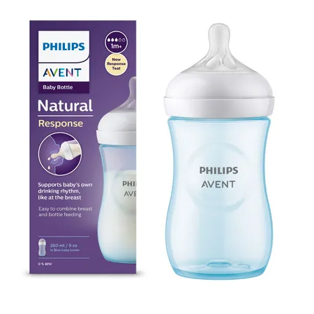 Philips Avent Natural SCF035/10 Blue Color Bottle for 1 Month+ Baby, 260 ml