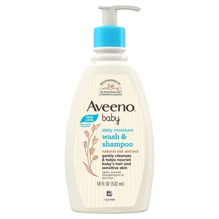Aveeno Baby Daily Moisture Wash & Shampoo, 532 ml