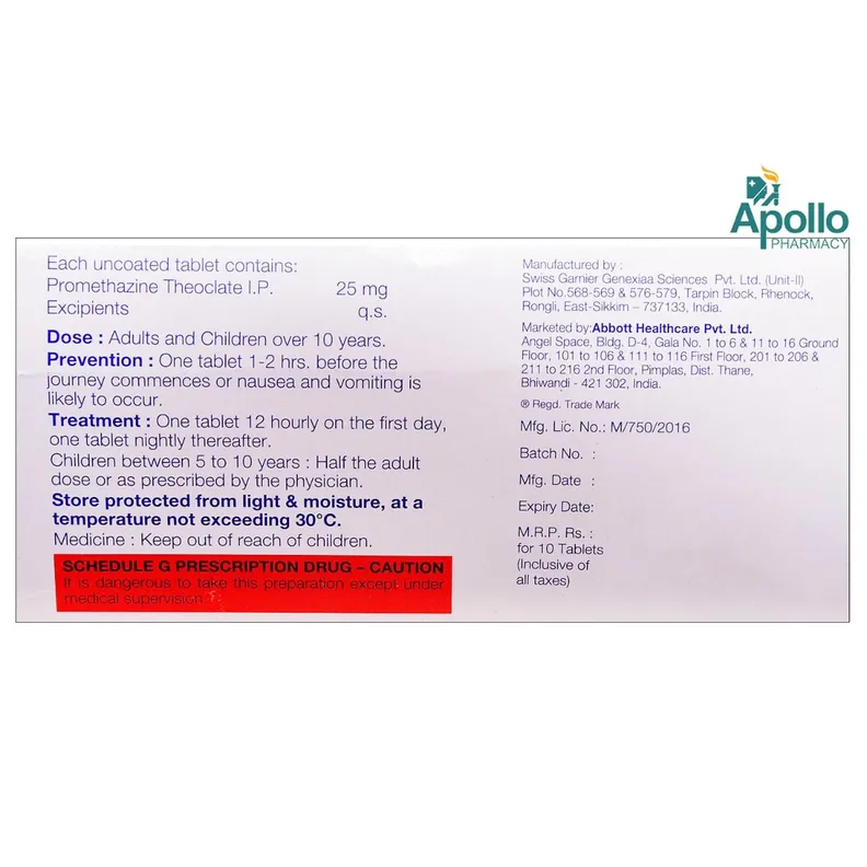 Buy Avomine 25 Tablet online | Uses, Side Effects, Price and ...