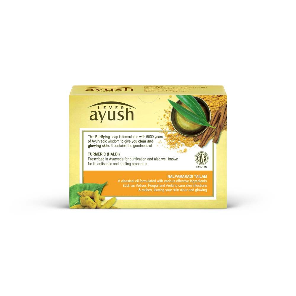 Lever Ayush Purifying Turmeric Soap, 400 gm (4 x 100 gm) Price, Uses ...