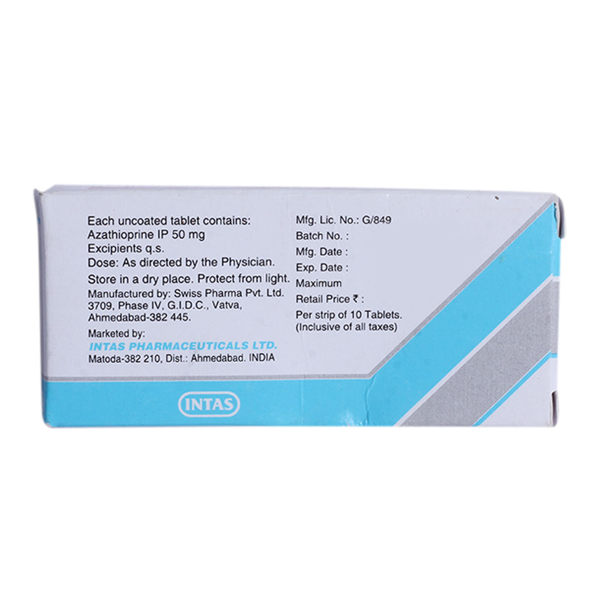 Azapure 50mg Tablet 10's, Pack of 10 TabletS