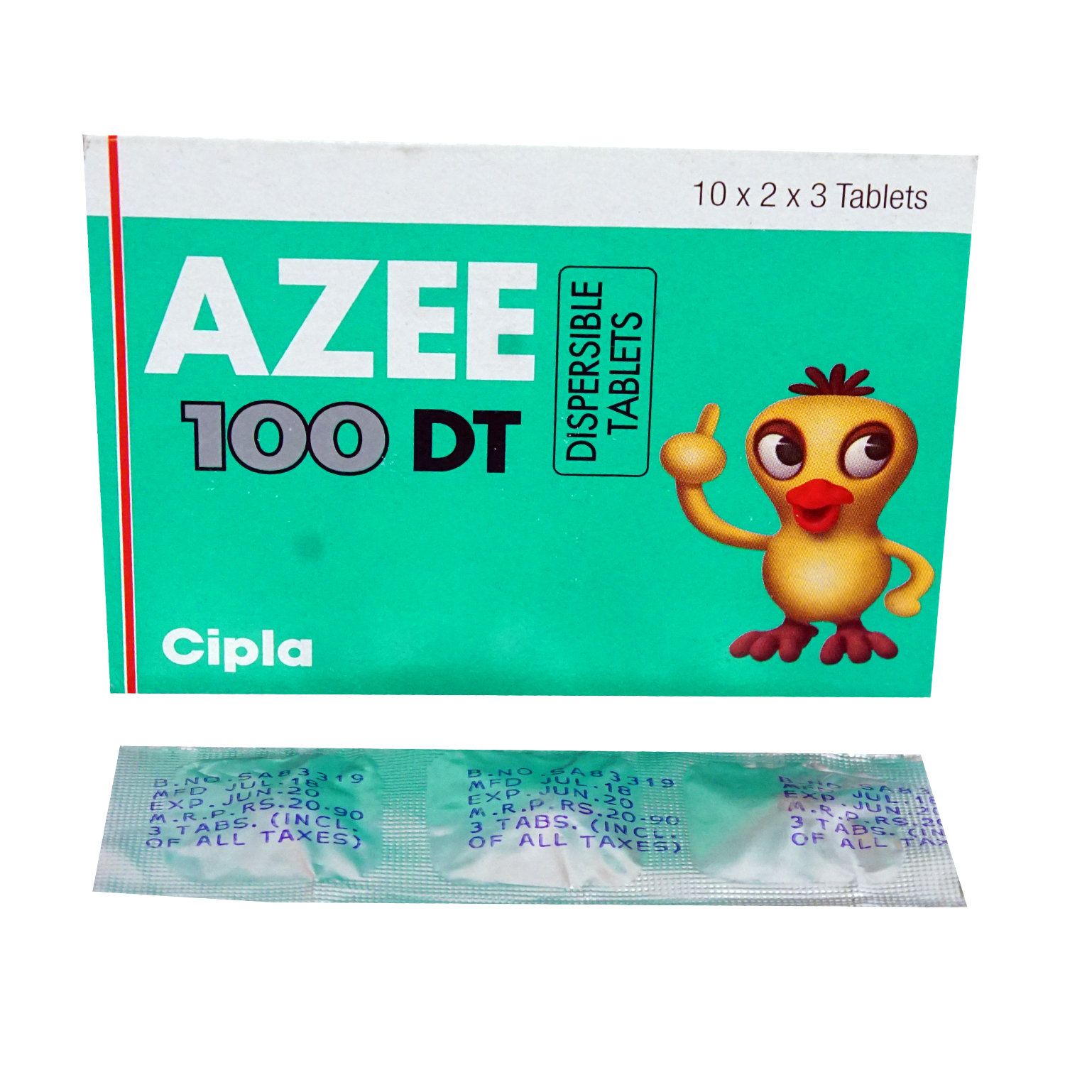 Azee DT 100 mg Tablet 3's, Pack of 3 TabletS Azee DT 100 mg Tablet 3's, Pack of 3 TabletS
