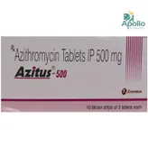 Azitus 500 Tablet 3's, Pack of 3 TABLETS