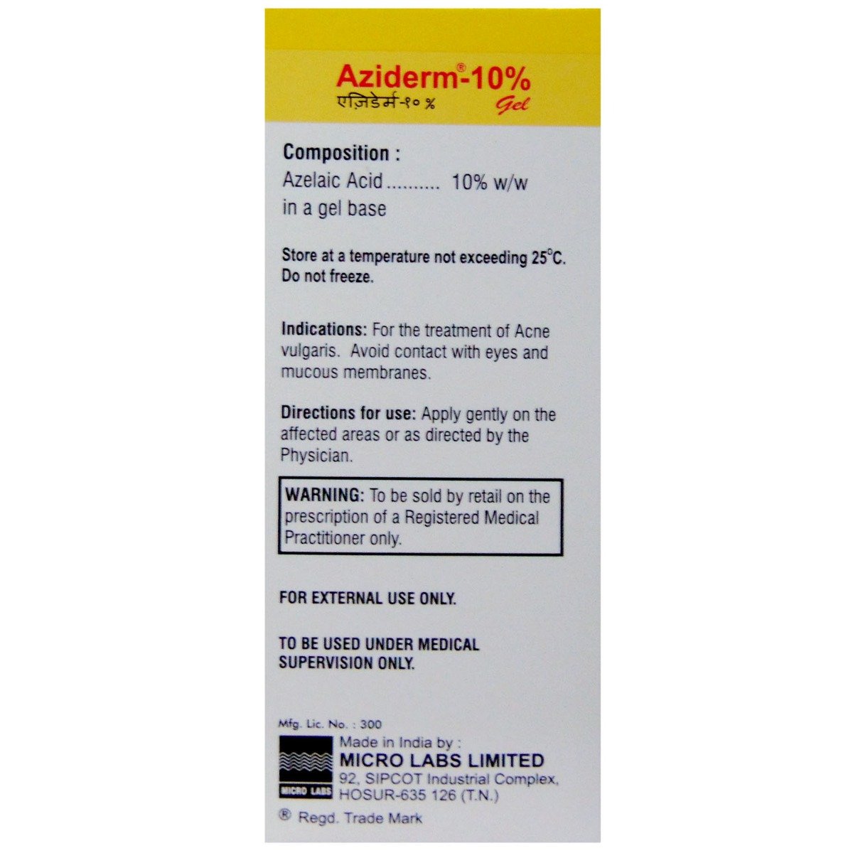 Aziderm 10% Gel 15 gm, Pack of 1 Gel Aziderm 10% Gel 15 gm, Pack of 1 Gel